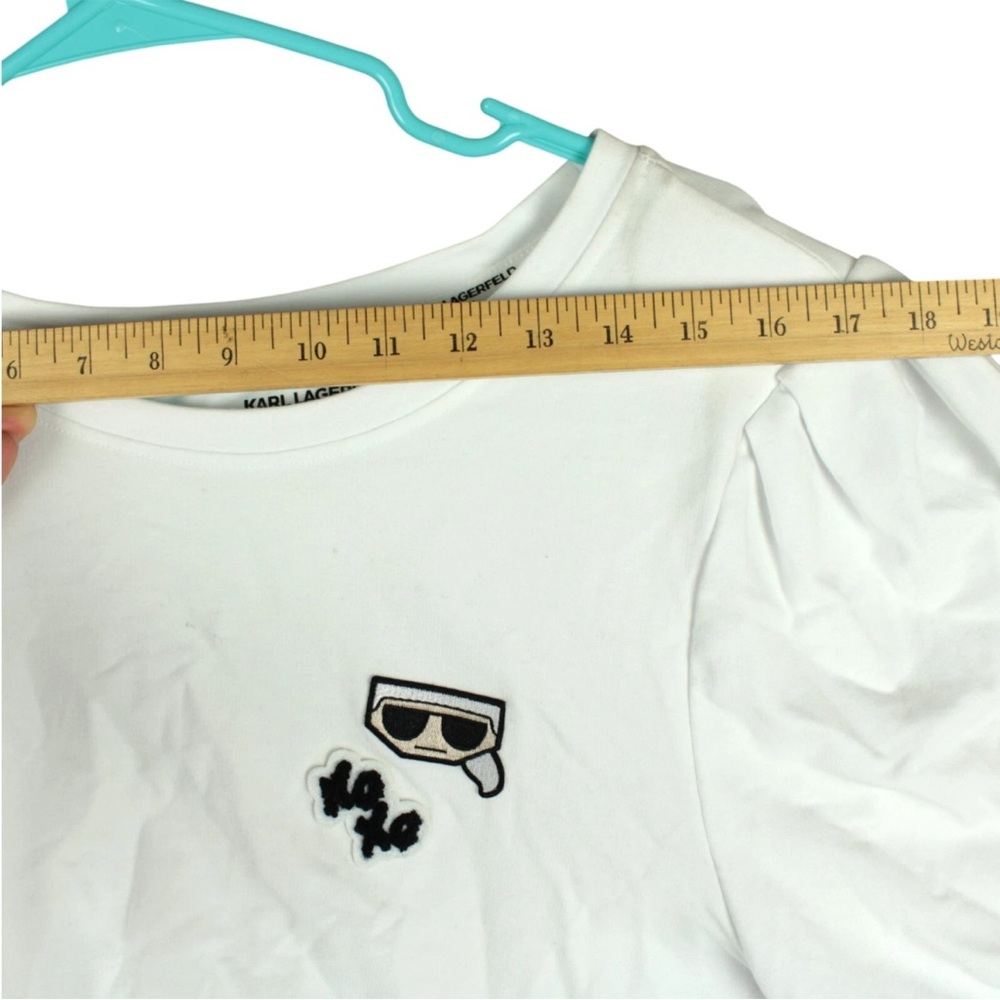 KARL LAGERFELD PARIS Women Tie-Front Top White Size L 3/4 Sleeves NWT - Picture 11 of 15